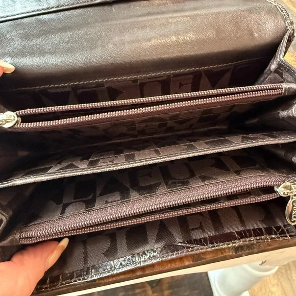 Furla Croc-Embossed Dark Brown Leather Wallet - Picture 6 of 10